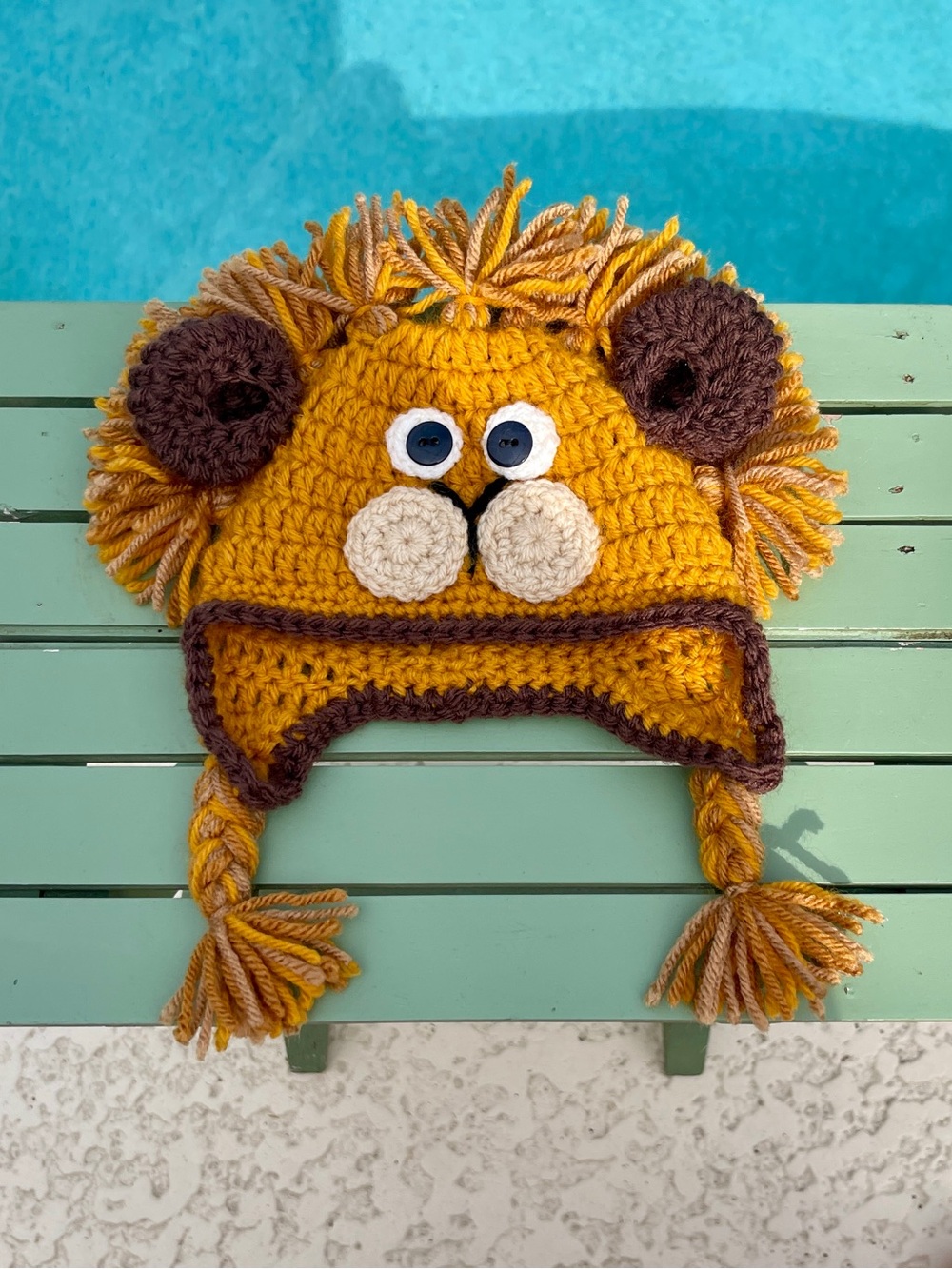 Handmade baby Lion Earflap Hat